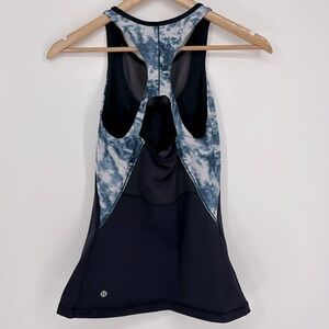 Lululemon Mesh With Me Tank Naval Blue/Sea Side Silver Fox Alberta Lake Size 4